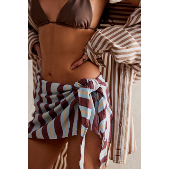 Free People Striped Scarf in Cream and Brown. OS. NWOT - Picture 4 of 4